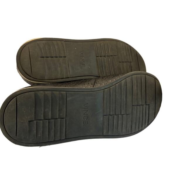 VINCE Rayner Leather Lace-Up Sneakers Snakeskin Embossed Luxe Black Size 10 - Picture 8 of 10